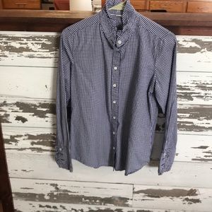 Blue & White check ruffle blouse-j crew